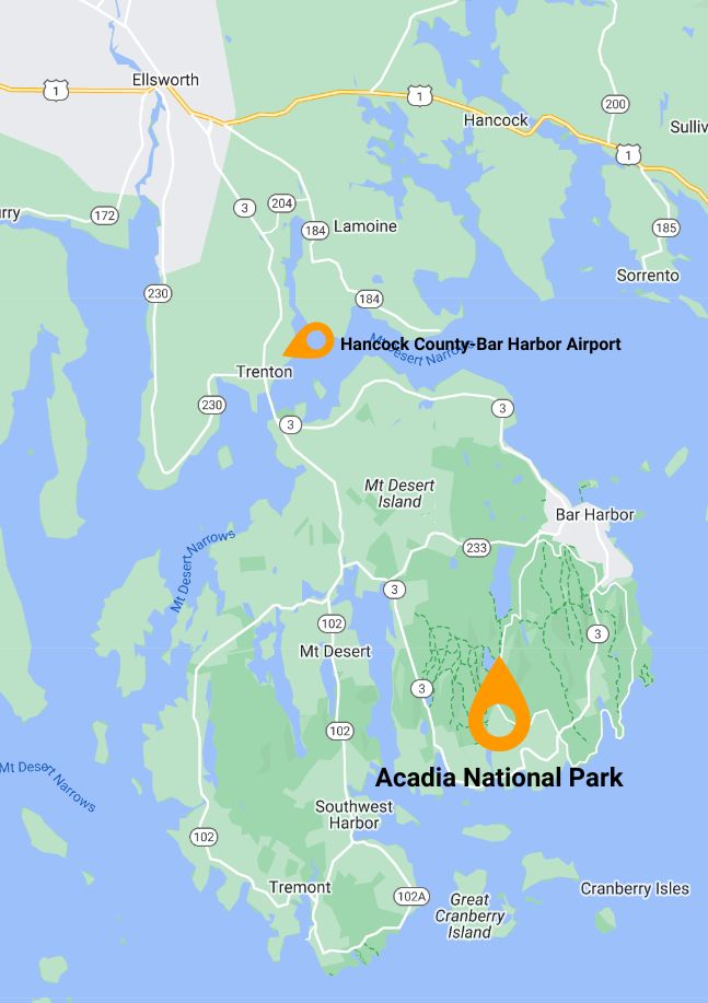 How To Get To Acadia National Park Best Airports And Roads Dirt In   Acadia Closest Airport Map 