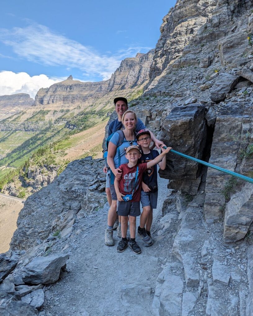 Our Family Hiking the Highline Trail in Glacier National Park