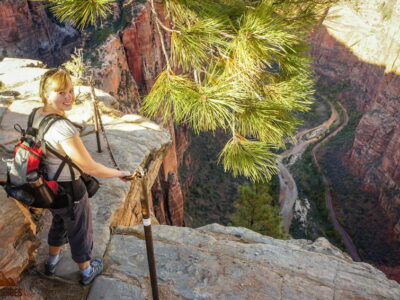 Hiker at Angels Landing in Zion National Park